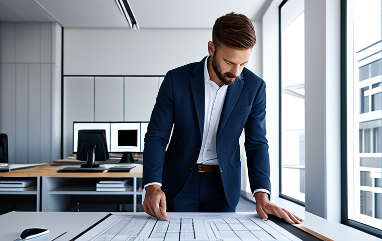 **

"A professional architect, fully clothed in a modest blazer and slacks, standing in a bright, modern architectural office, reviewing blueprints. Natural pose, perfect anatomy, correct proportions, well-formed hands, proper finger count, safe for work, appropriate content, professional, high-quality rendering, detailed environment, soft lighting."

**
